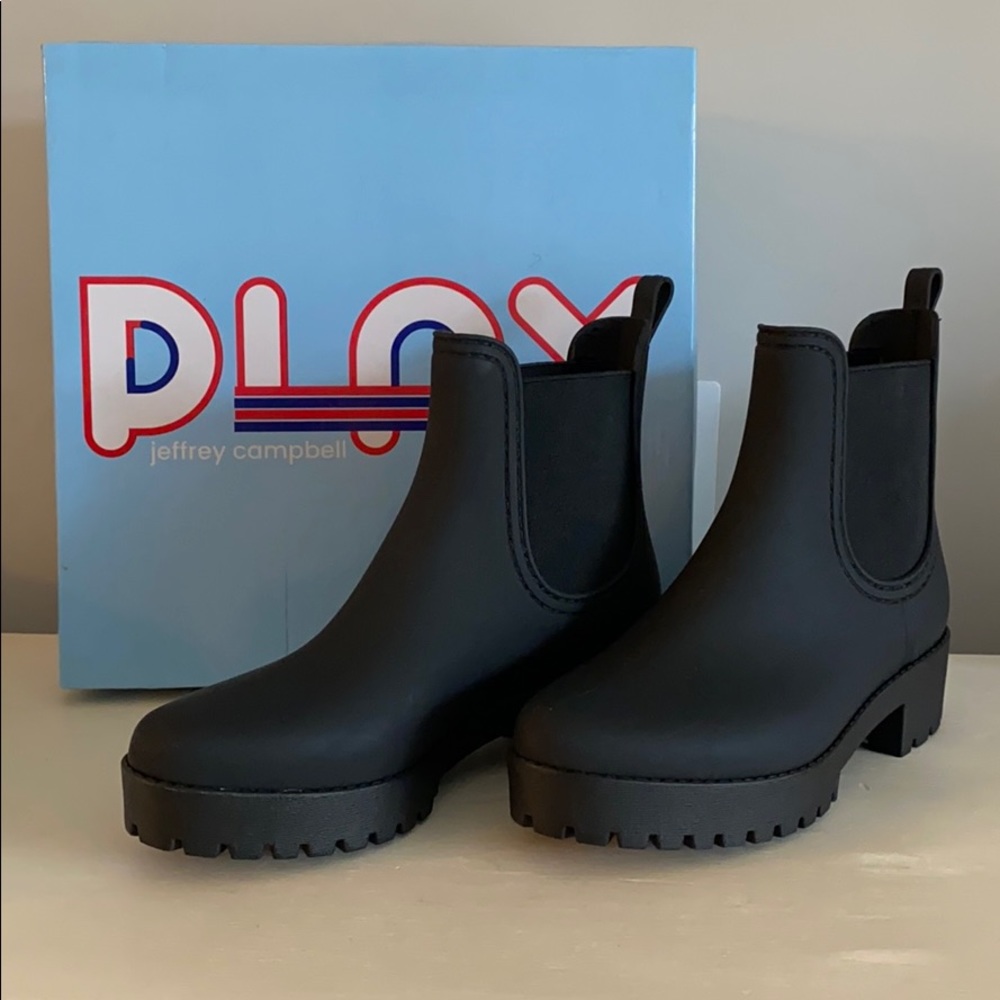 Size 8 Jeffrey Campbell Black Platform Rainboots